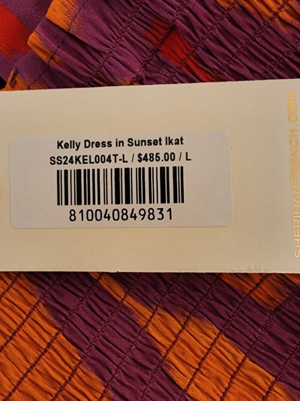 Sheridan French Kelly Maxi Dress L Sunset Ikat NWT Smocked Tiered Resort Wedding - Picture 7 of 11